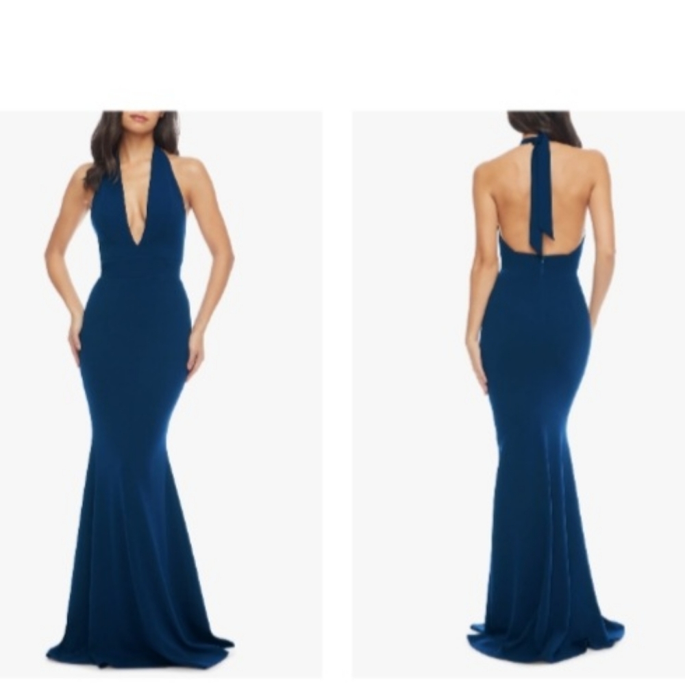 Dress the Population Peacock Blue Mermaid Evening Gown